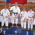 1.místo kata žákyně - Dominika Šabová - mistryně ČR, 3.místo - Michaela Schmiedová (vpravo)